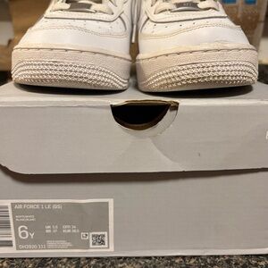 Nike Kids White Leather Sneakers - Air Force Style youth size 6